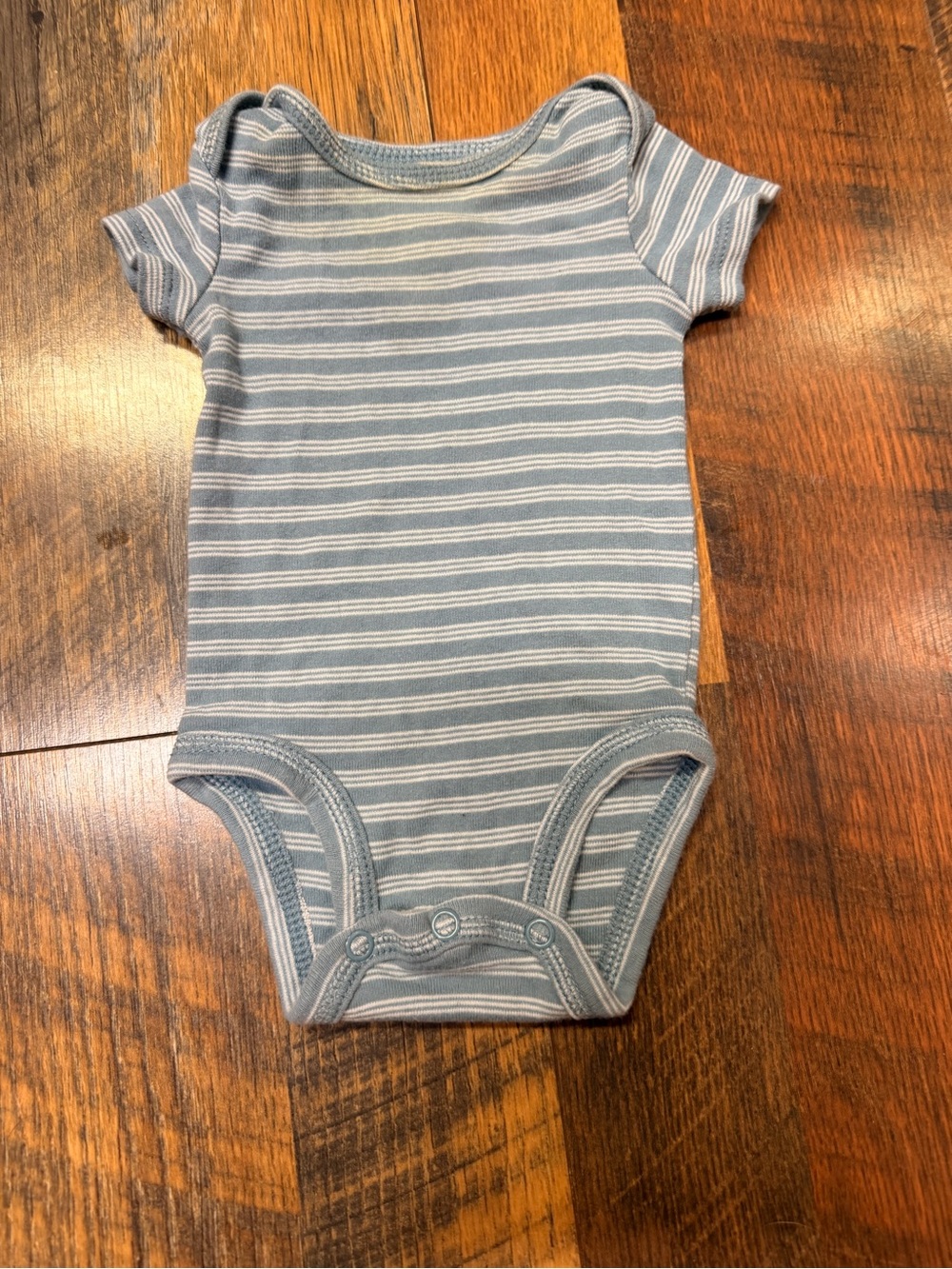 Carter's Light Blue & White Striped Short-Sleeve One-Piece Bodysuit